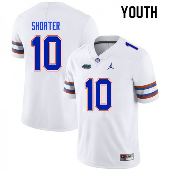 Youth #10 Justin Shorter Florida Gators College Football Jersey White